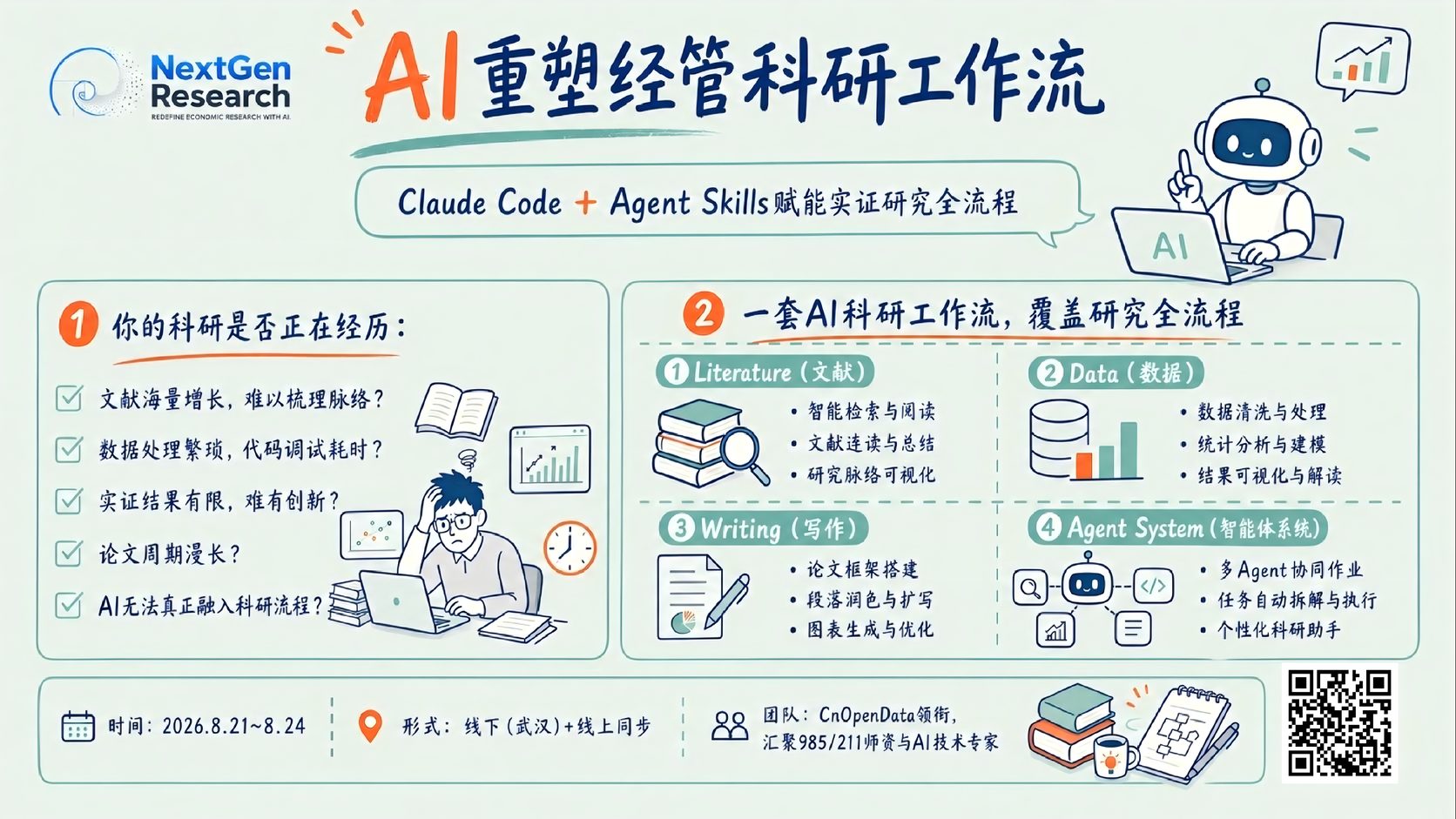 课程海报：Claude Code 加 Agent Skills 赋能实证研究全流程